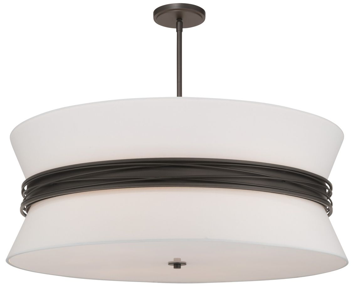 Minka Lavery Dalvor 6-Lt 36-in Dark Bronze Pendant with White Linen Shade