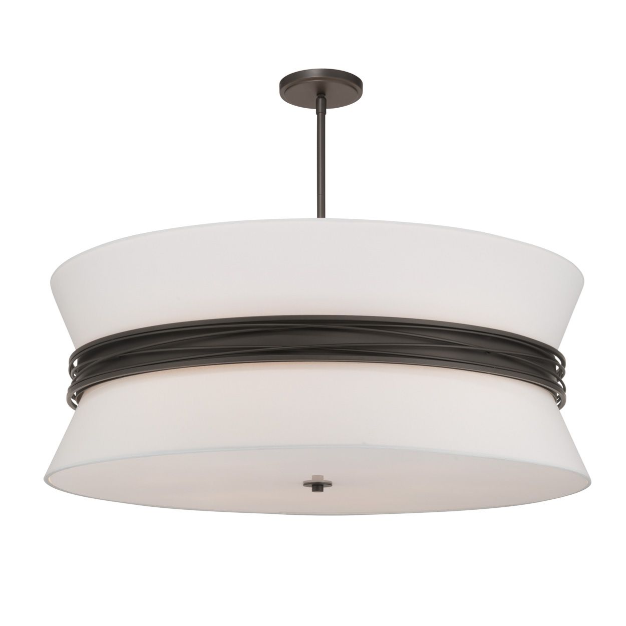 Image 3 Minka Lavery Dalvor 6-Lt 36-in Dark Bronze Pendant with White Linen Shade more views