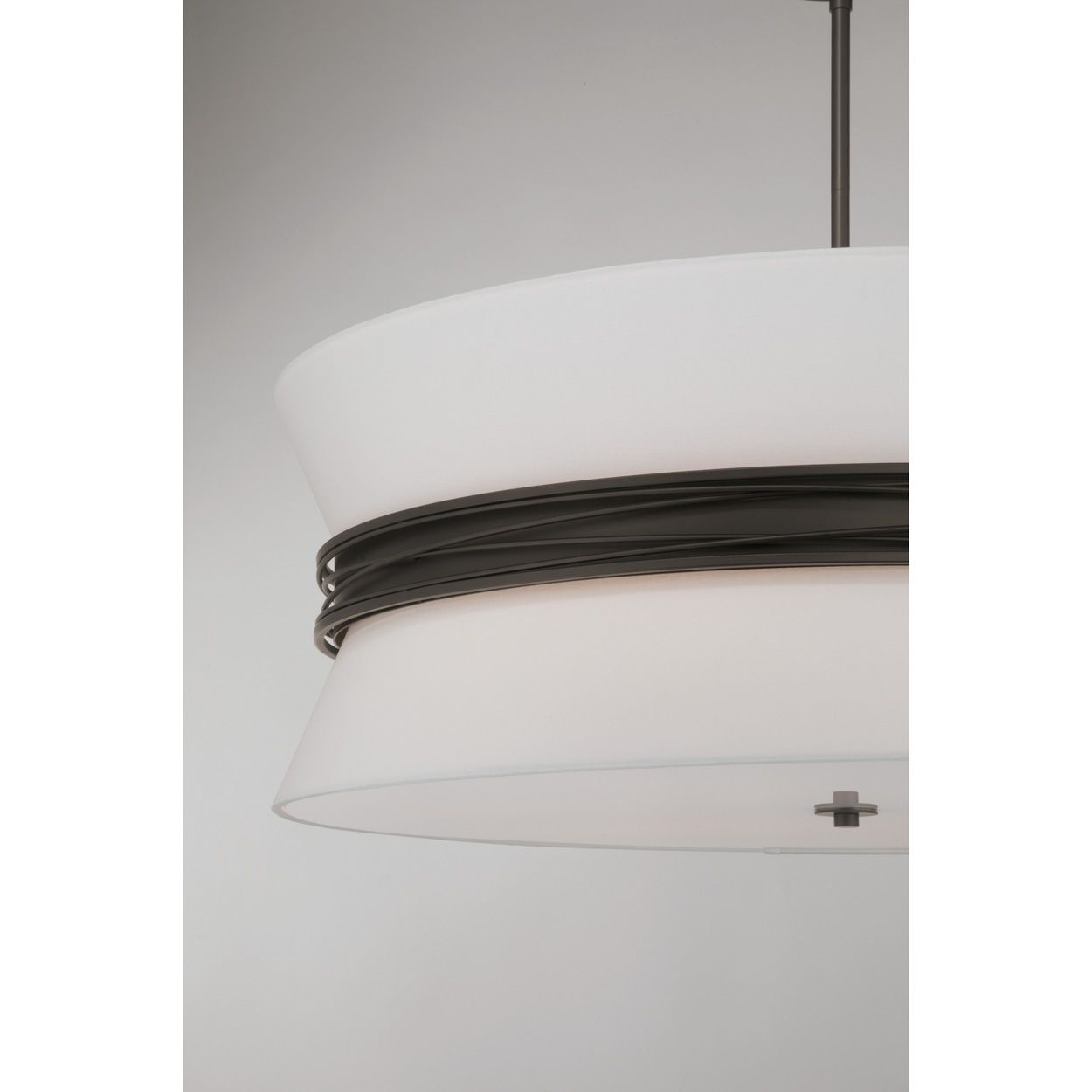 Image 5 Minka Lavery Dalvor 6-Lt 36-in Dark Bronze Pendant with White Linen Shade more views