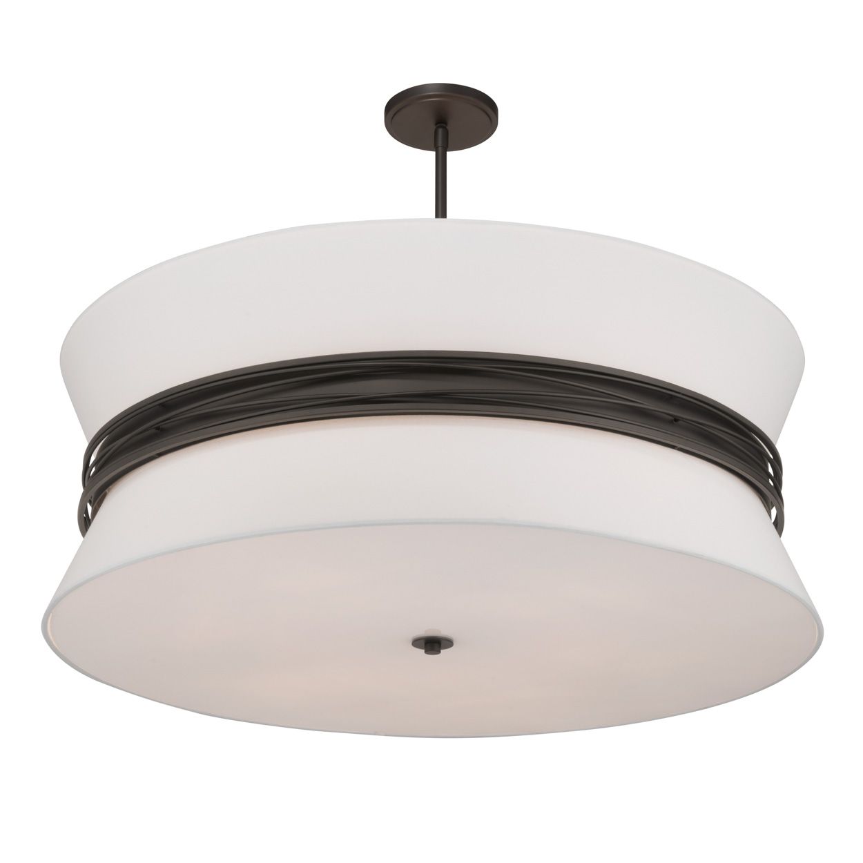 Image 6 Minka Lavery Dalvor 6-Lt 36-in Dark Bronze Pendant with White Linen Shade more views