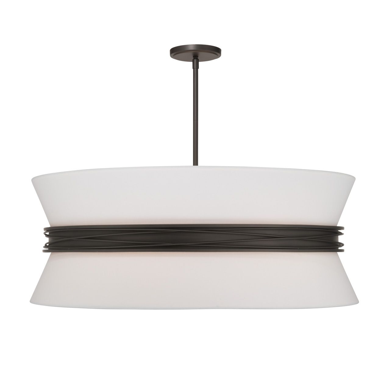 Image 7 Minka Lavery Dalvor 6-Lt 36-in Dark Bronze Pendant with White Linen Shade more views