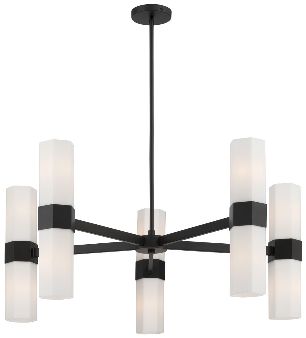 Minka Lavery Delgada 10-Light 36-in Dark Matte Black Chandelier with Shades