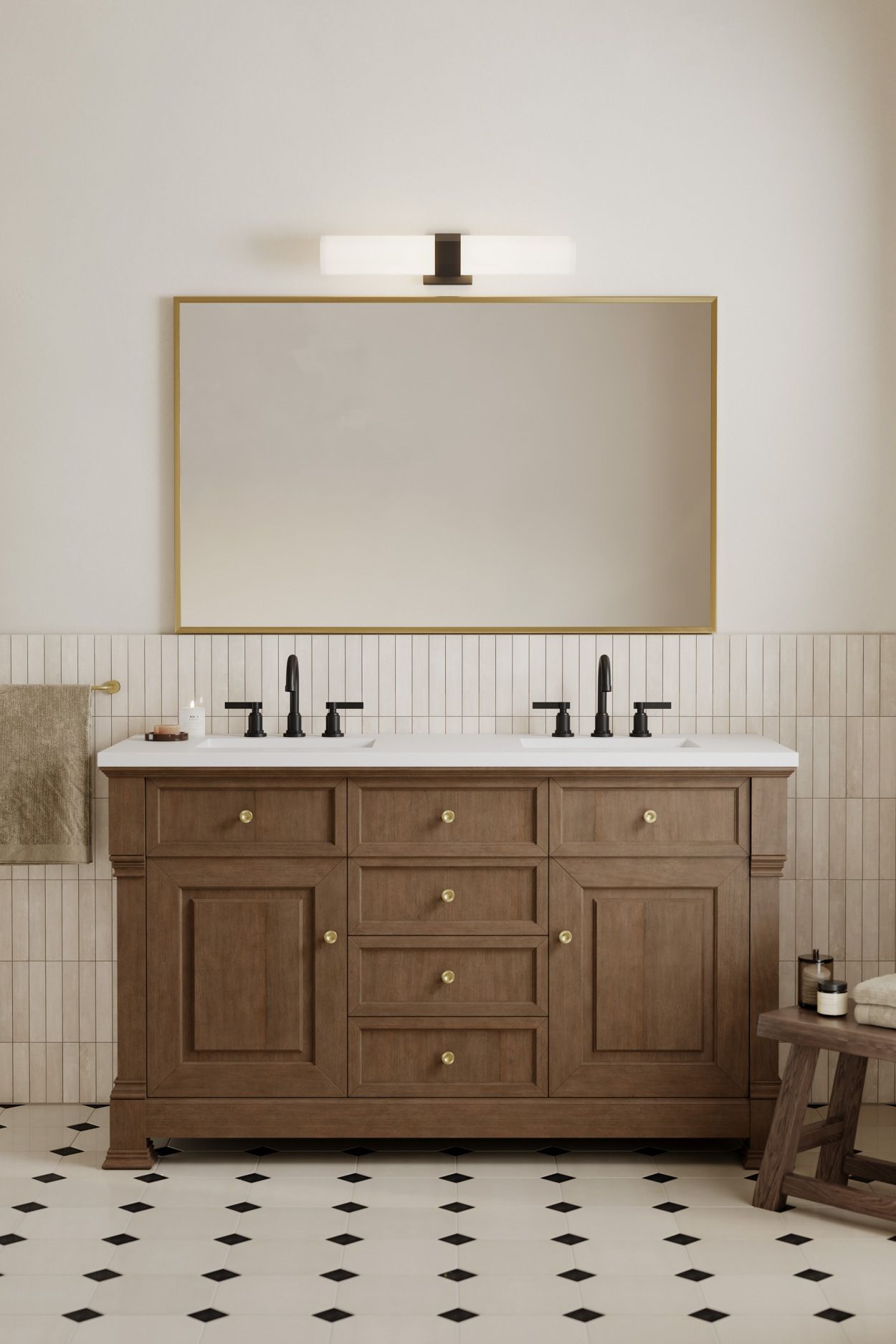 Thumbnail3 of Minka Lavery Delgada 2-Light 24-in Dark Matte Black Vanity Light with Shade more views