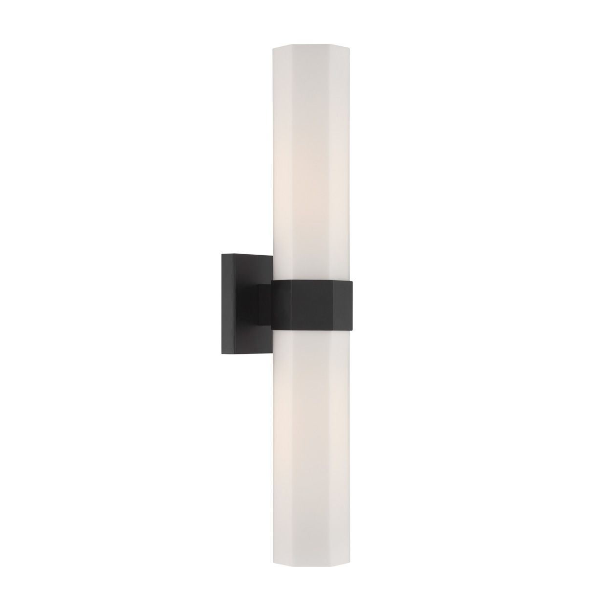 Minka Lavery Delgada 2-Light 24-in Dark Matte Black Vanity Light with Shade