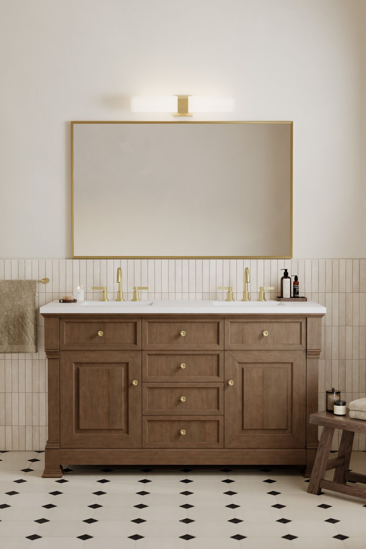 Image 2 Minka Lavery Delgada 2-Light 24-in Legacy Brass Vanity Light with Shade more views