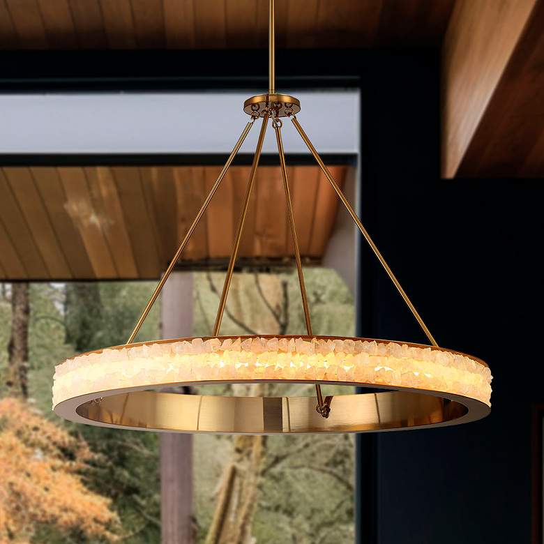 Image 1 Minka Lavery Divinely 1-Light LED Celeste Brass and Quartz Crystal Shade