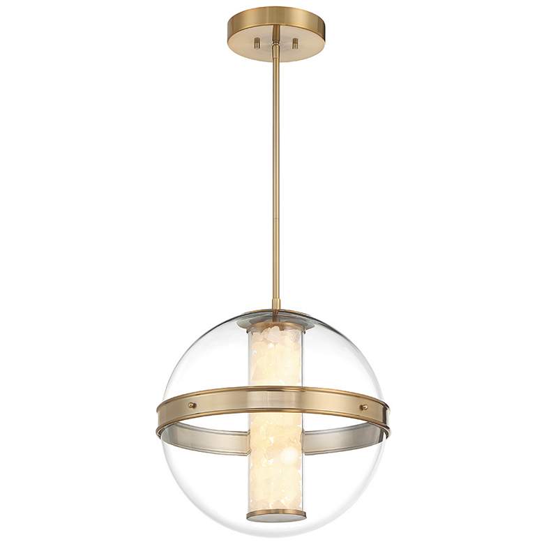 Image 1 Minka Lavery Divinely 1-Light LED Celeste Brass Pendant and Glass Shade