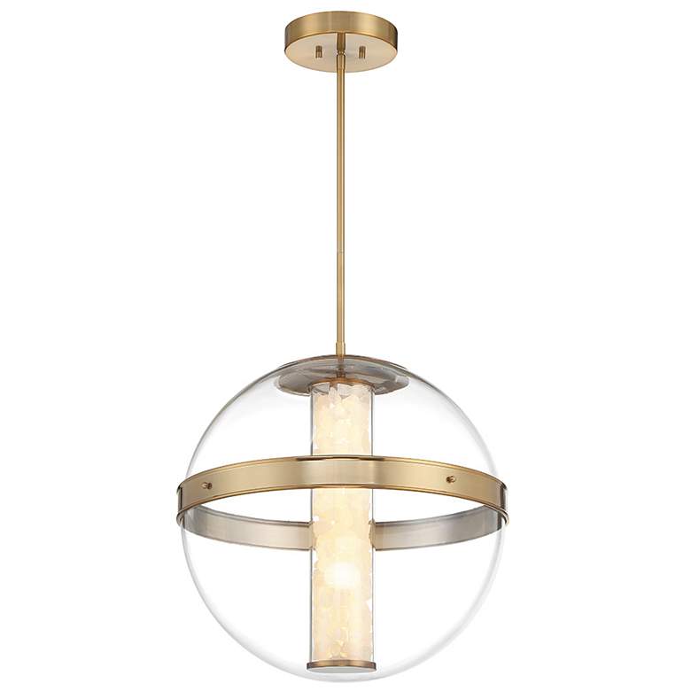 Image 1 Minka Lavery Divinely 1-Light LED Celeste Brass Pendant and Glass Shade
