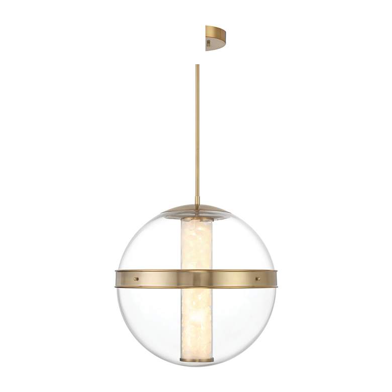 Image 2 Minka Lavery Divinely 1-Light LED Celeste Brass Pendant and Glass Shade more views