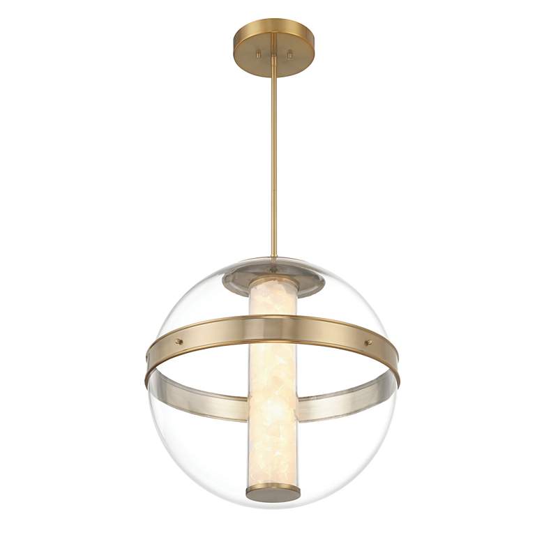Image 3 Minka Lavery Divinely 1-Light LED Celeste Brass Pendant and Glass Shade more views