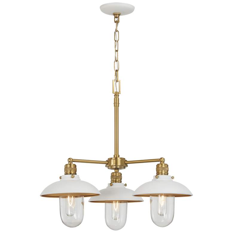 Image 1 Minka Lavery Downtown Edison 3-Light White and Soft Brass Chandelier