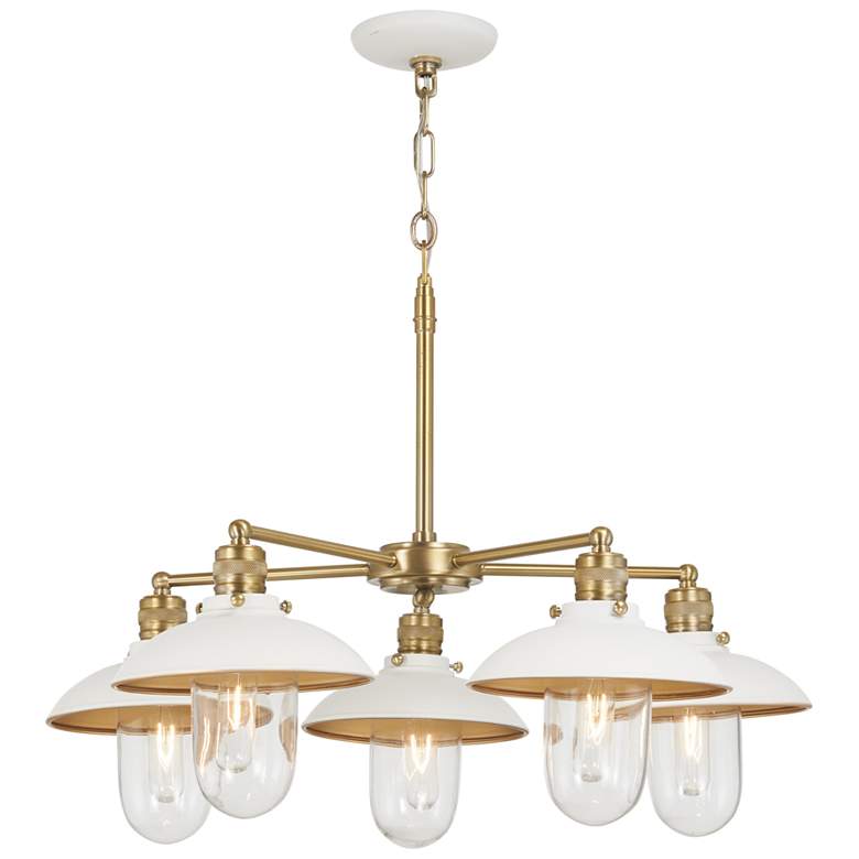 Image 1 Minka Lavery Downtown Edison 5-Light White and Soft Brass Chandelier