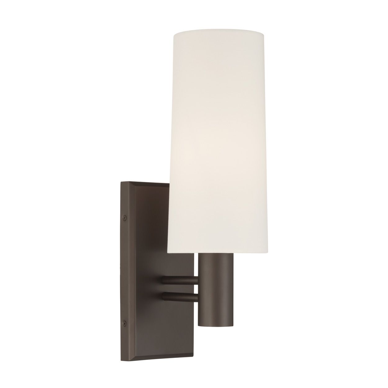 Thumbnail3 of Minka Lavery Draxen 1-Light 5.5-in Dark Bronze Wall Sconce with White Shade more views
