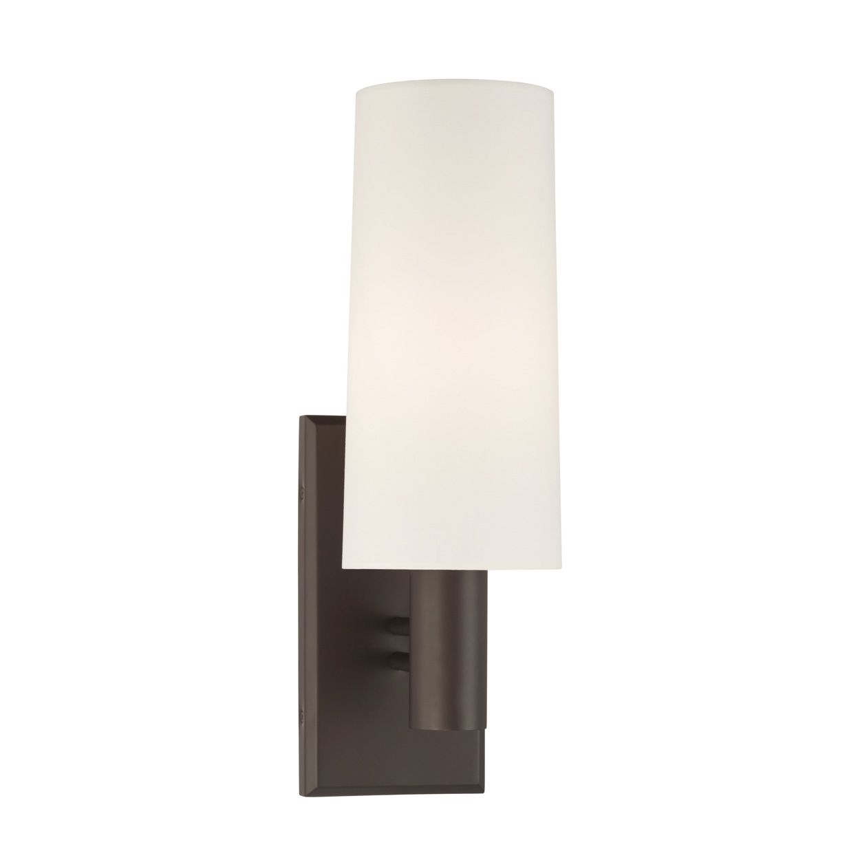 Minka Lavery Draxen 1-Light 5.5-in Dark Bronze Wall Sconce with White Shade