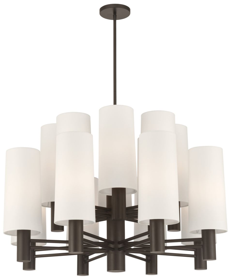 Minka Lavery Draxen 16-Light 32-in Dark Bronze Chandelier with White Shades