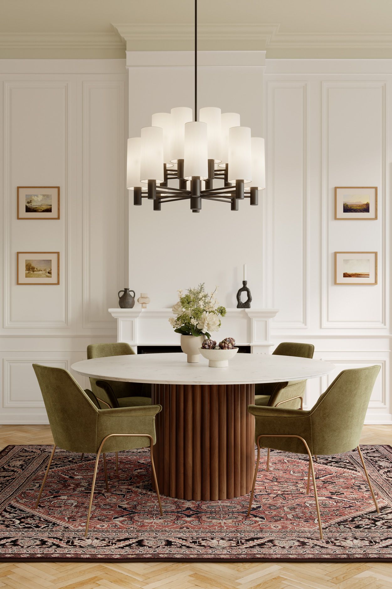 Image 4 Minka Lavery Draxen 16-Light 32-in Dark Bronze Chandelier with White Shades more views