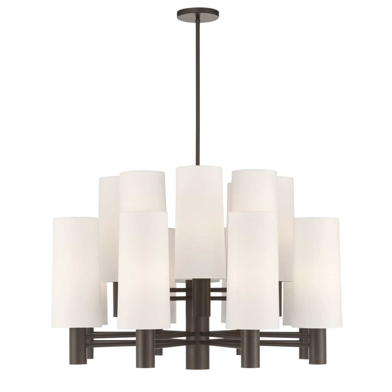 Minka Lavery Draxen 16-Light 32-in Dark Bronze Chandelier with White Shades