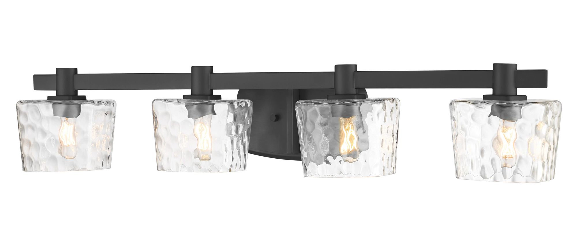 Minka Lavery Drysdale 4-Light 32.5-in Black Vanity with Clear Glass Shades