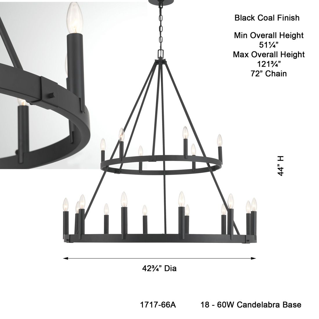 Minka-Lavery Dutton 18-Light 42.75-in Coal Black Indoor Chandelier