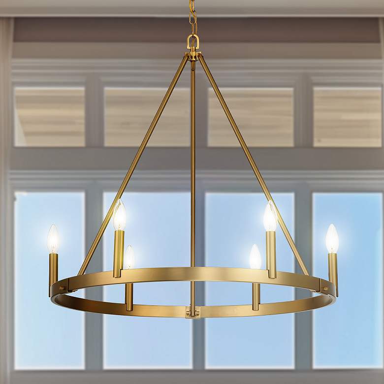 Image 1 Minka Lavery Dutton 6-Light 27.75-in Signature Brass Chandelier