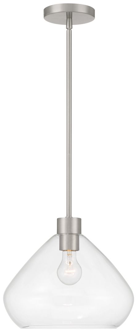 Image 2 Minka Lavery Elaris 1-Light 12.5-in Brushed Nickel Pendant with Glass Shade more views