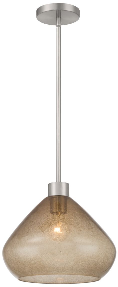 Minka Lavery Elaris 1-Light 12.5-in Brushed Nickel Pendant with Glass Shade