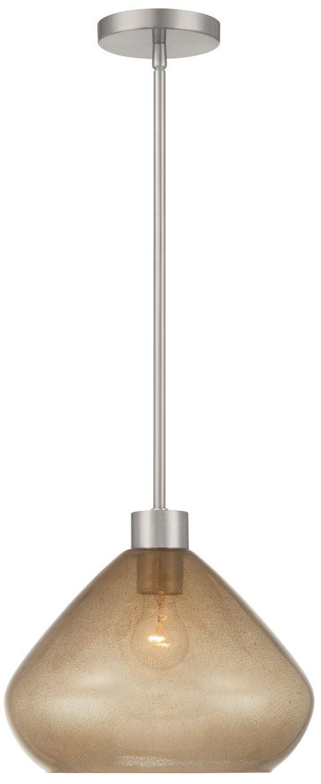 Image 2 Minka Lavery Elaris 1-Light 12.5-in Brushed Nickel Pendant with Glass Shade more views