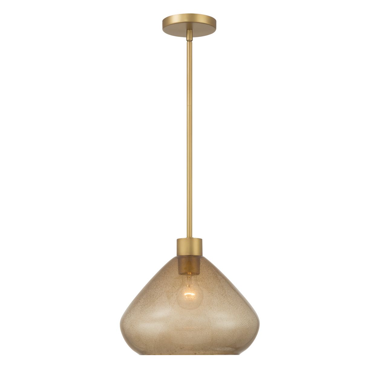 Thumbnail2 of Minka Lavery Elaris 1-Light 12.5-in Legacy Brass Pendant with Glass Shade more views