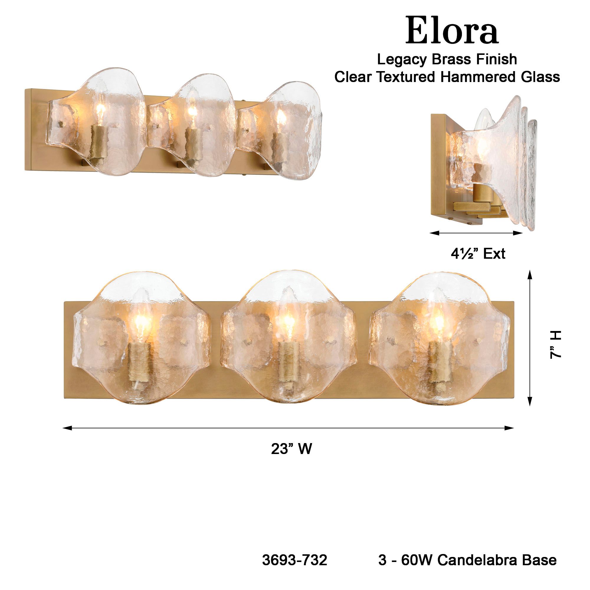 Minka-Lavery Elora 23" 3-Light Legacy Brass Vanity Bath Light
