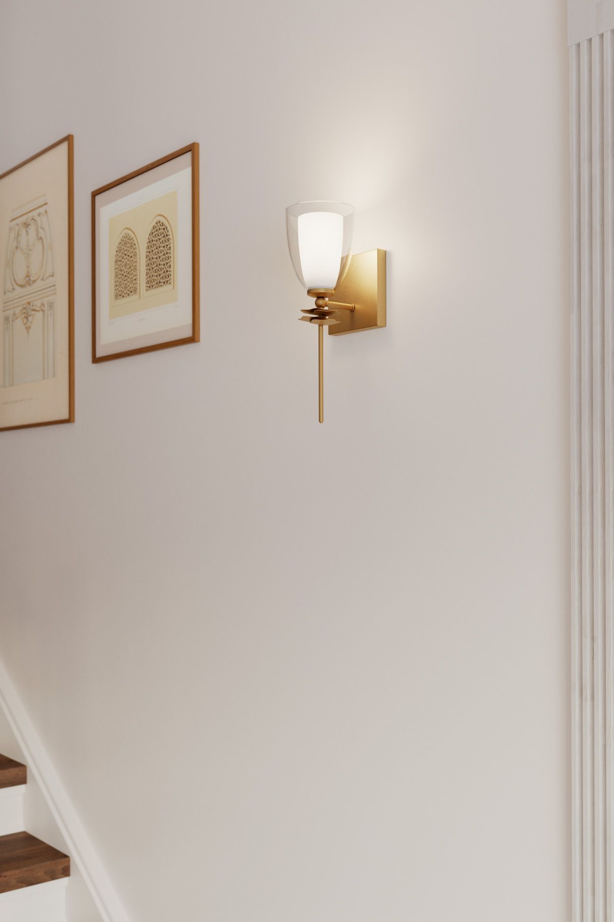 Minka Lavery Elowen 1-Light 5-in Legacy Brass Wall Sconce with Glass Shades