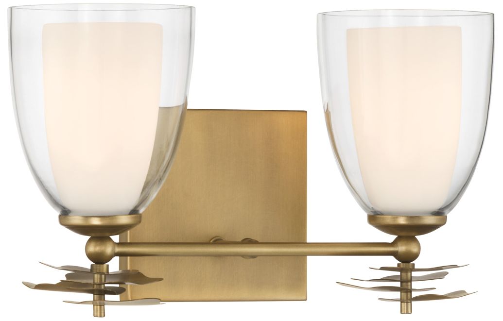 Minka Lavery Elowen 2-Light 13.25-in Legacy Brass Vanity Light with Shades