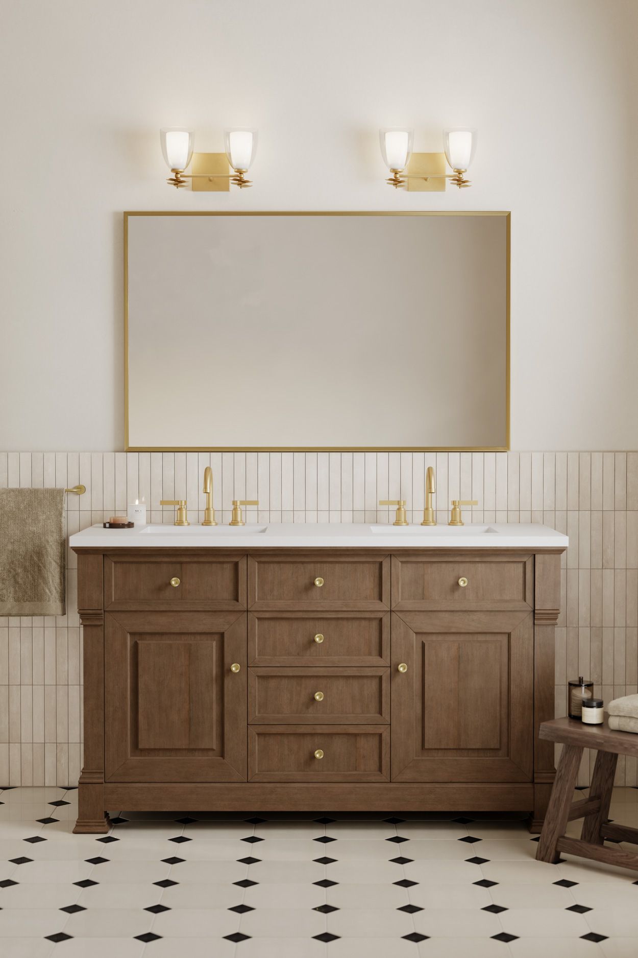 Image 3 Minka Lavery Elowen 2-Light 13.25-in Legacy Brass Vanity Light with Shades more views