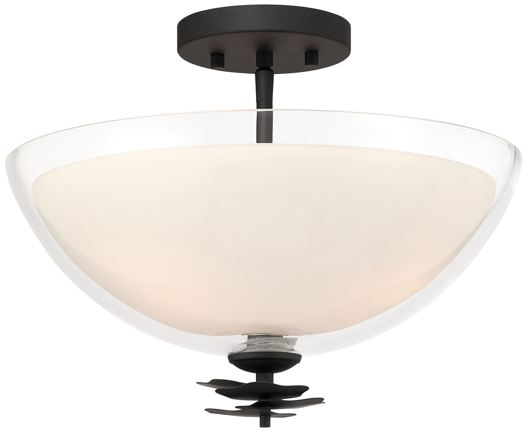 Minka Lavery Elowen 3-Light 15-in Dark Matte Black Semi-Flush Mount