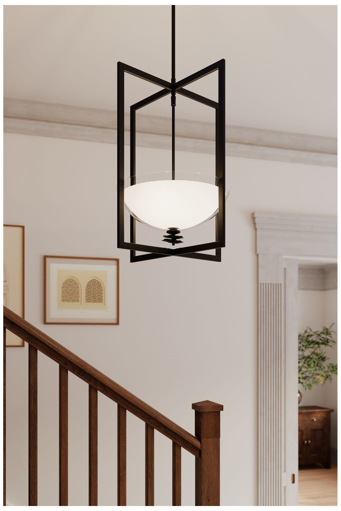 Image 2 Minka Lavery Elowen 3-Light 18-in Dark Matte Black Pendant with Glass Shade more views