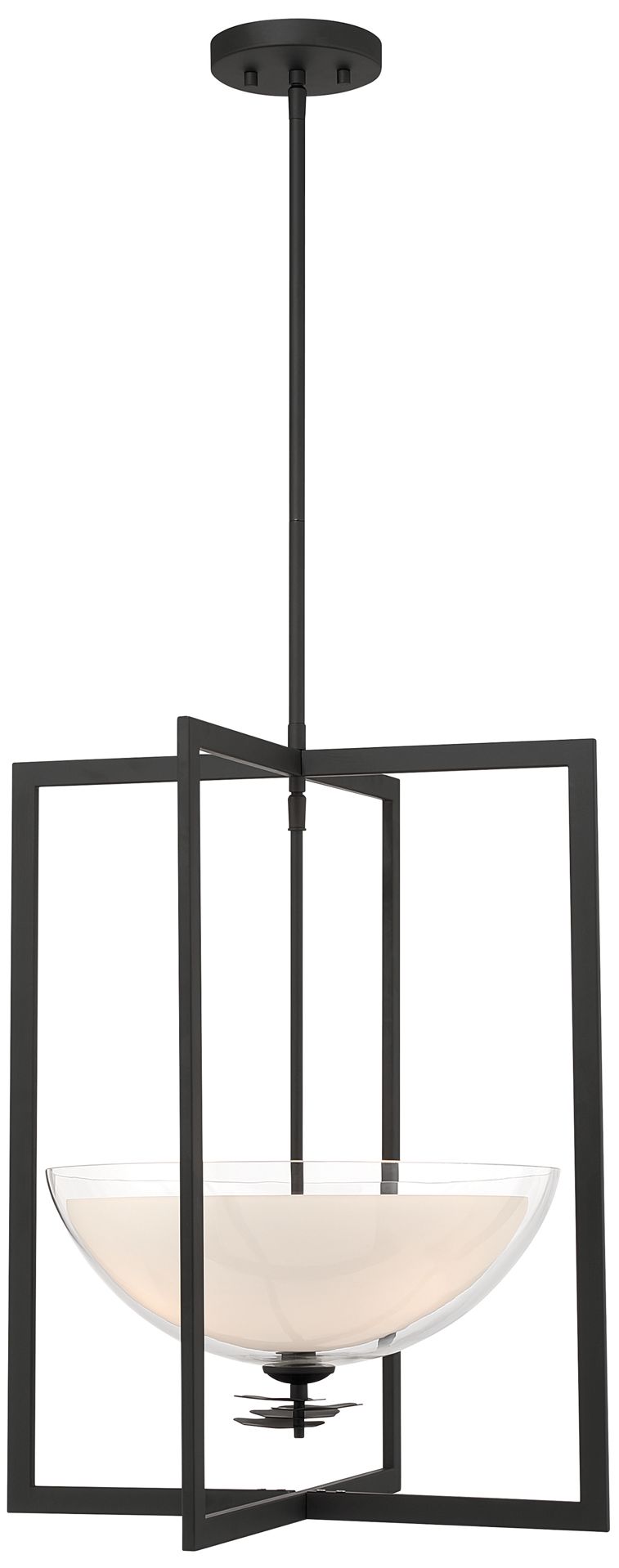 Minka Lavery Elowen 3-Light 18-in Dark Matte Black Pendant with Glass Shade