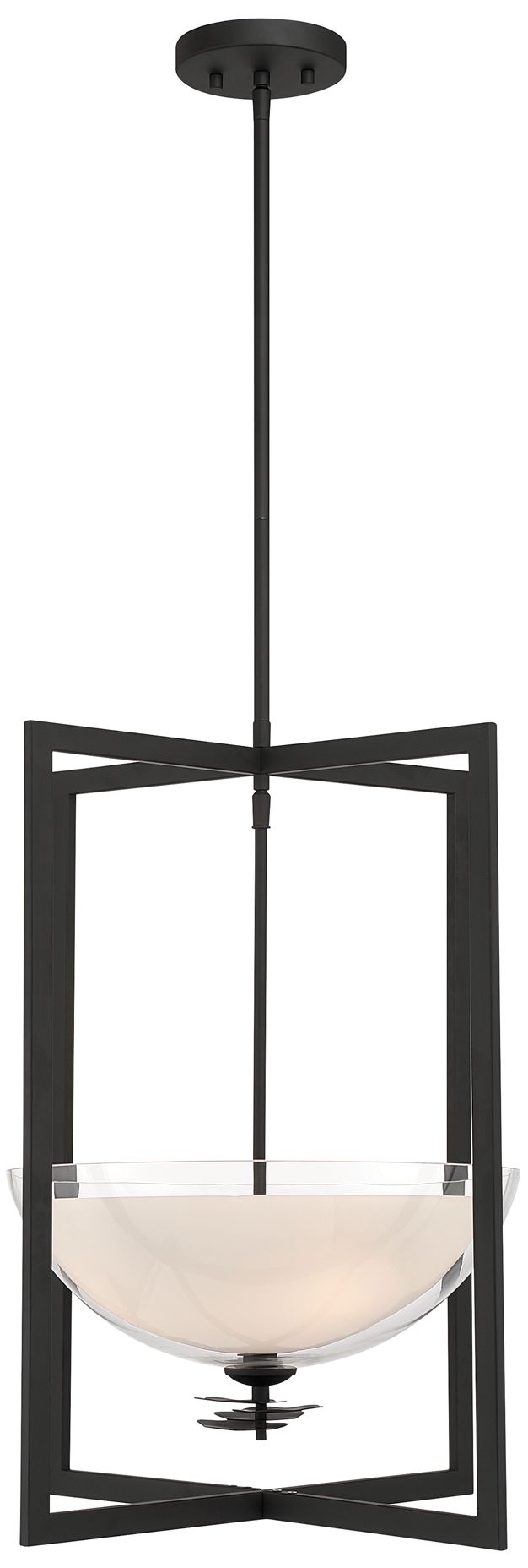 Minka Lavery Elowen 3-Light 18-in Dark Matte Black Pendant with Glass Shade