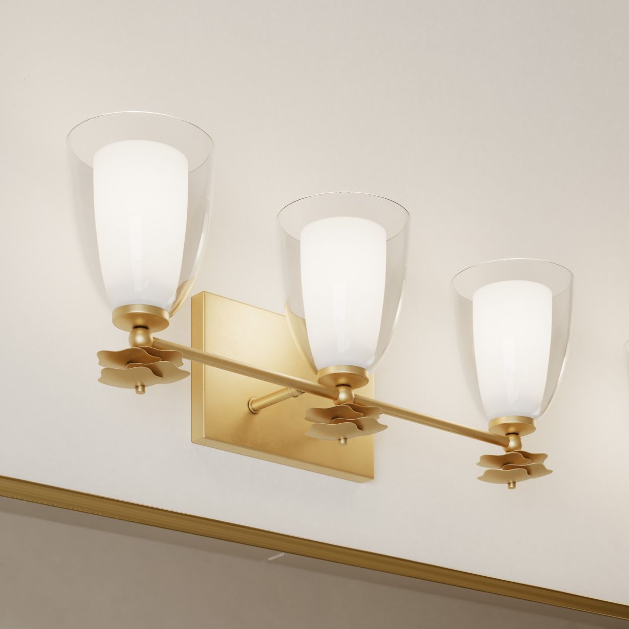 Thumbnail1 of Minka Lavery Elowen 3-Light 21.75-in Legacy Brass Vanity Light with Shades