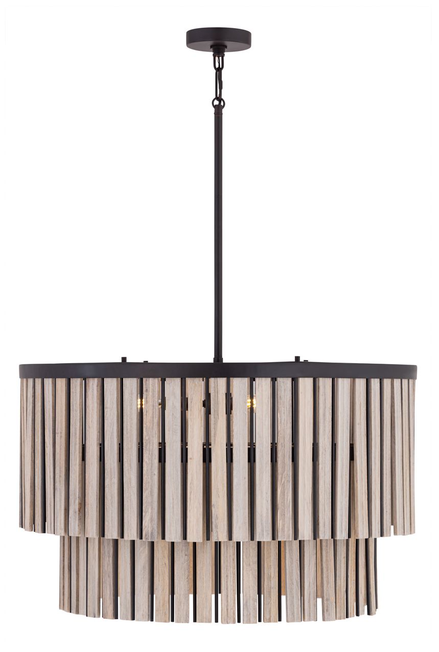 Minka Lavery Esbelta 6-Light 30-in Dark Bronze Pendant with Wood Slats