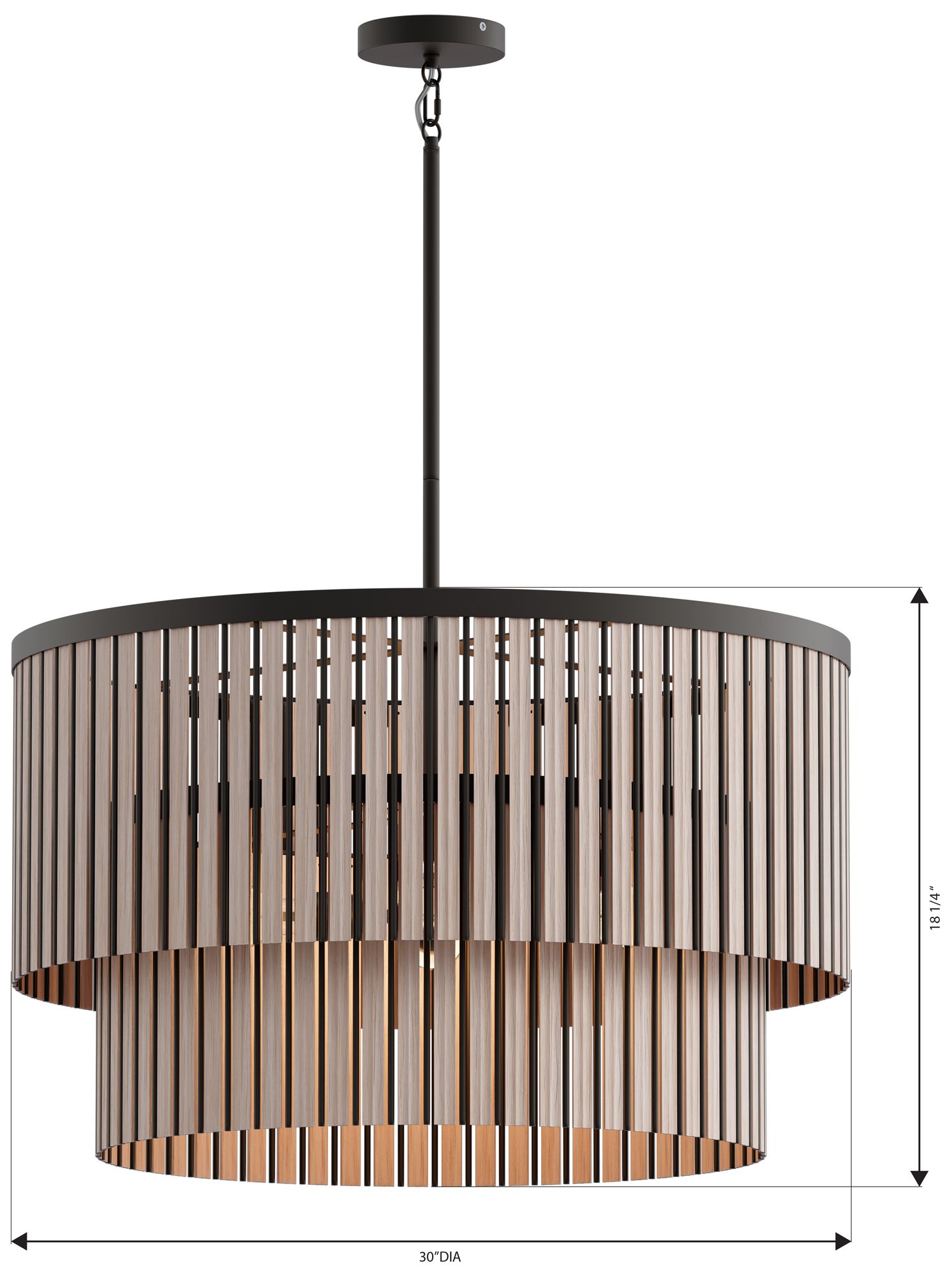 Minka Lavery Esbelta 6-Light 30-in Dark Bronze Pendant with Wood Slats