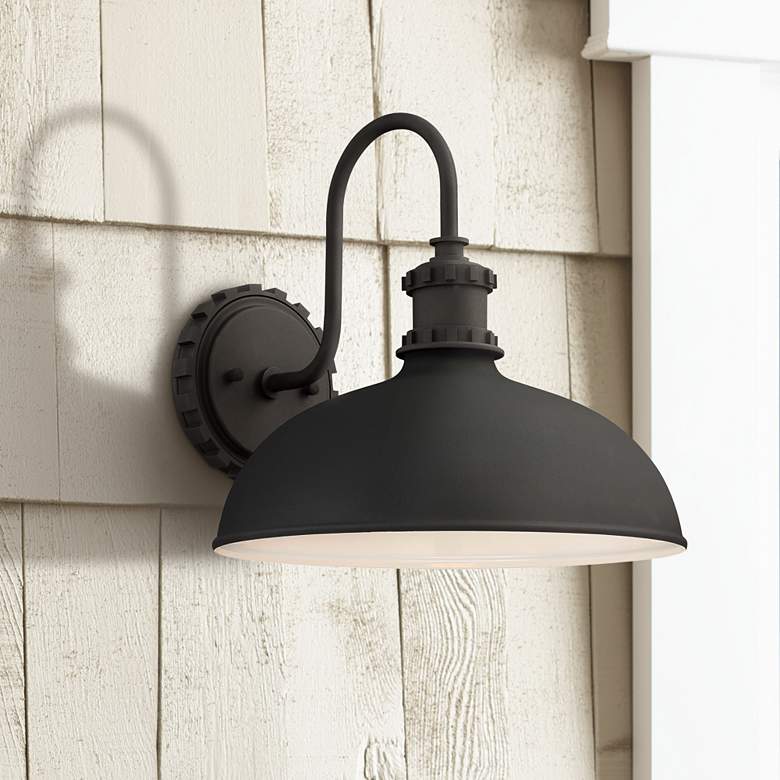 Image 1 Minka Lavery Escudilla 11 3/4" High Black Outdoor Wall Light