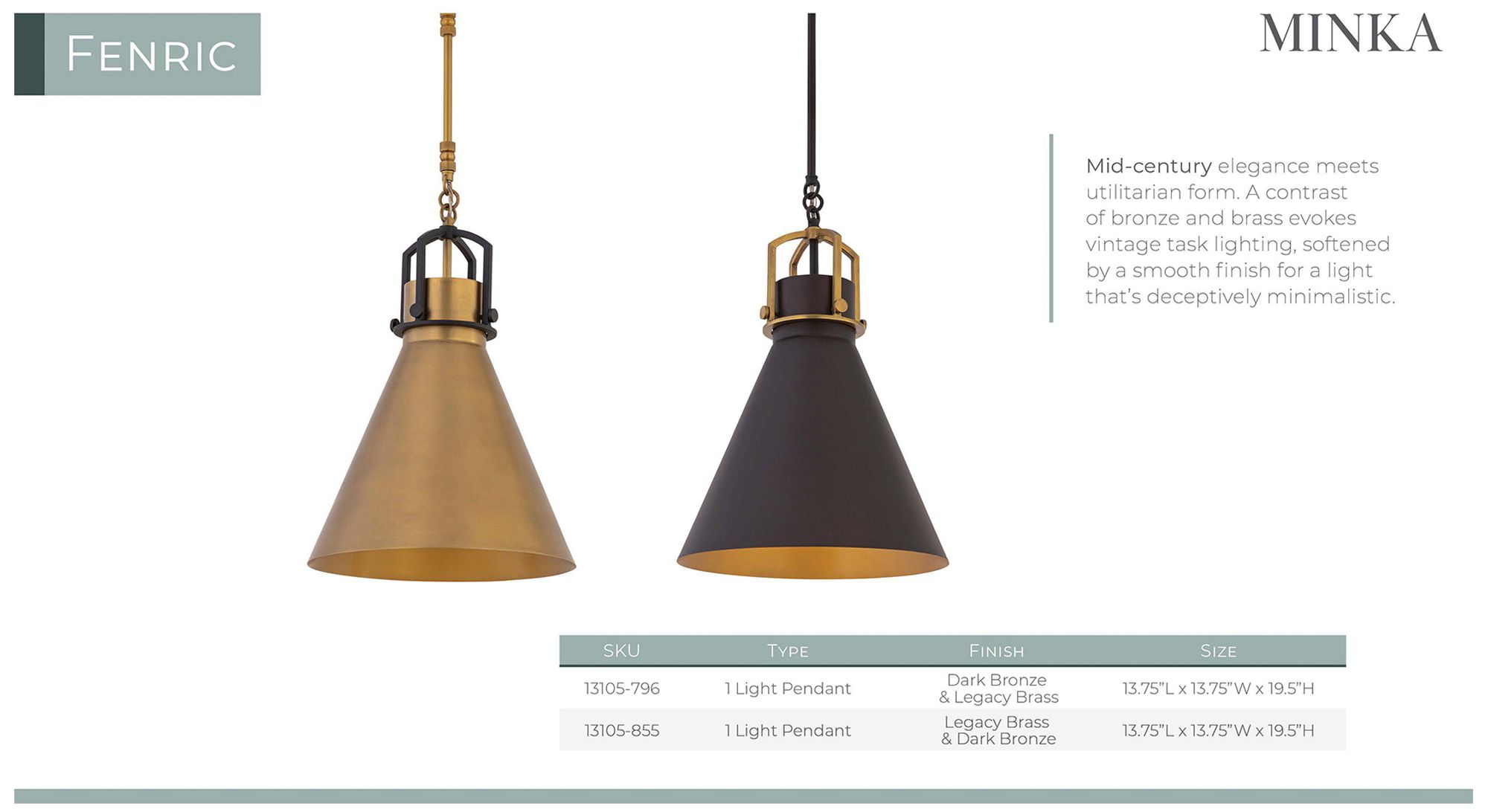 Minka Lavery Fenric 1-Light 19-in Dark B