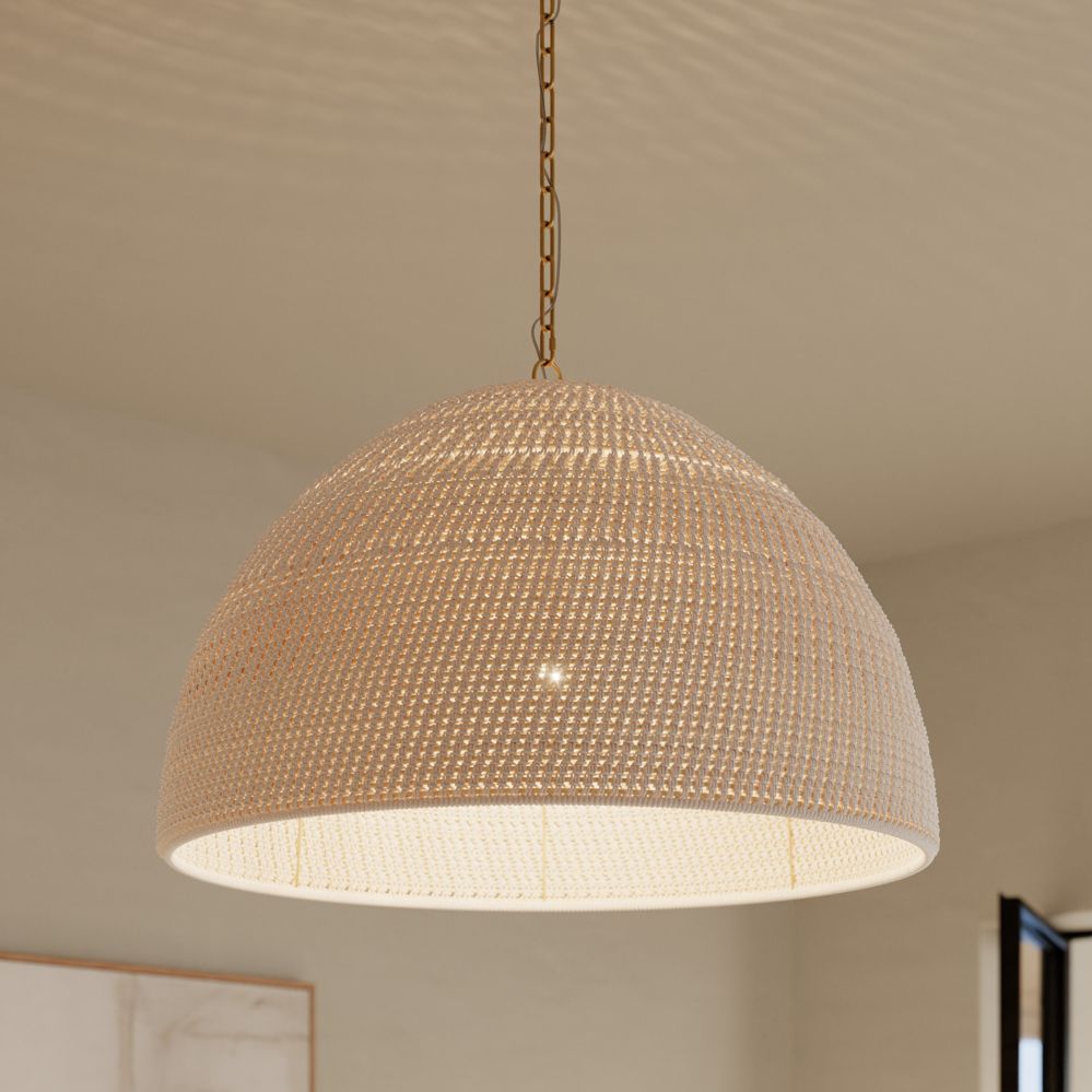 Thumbnail1 of Minka Lavery Fernwood 1-Light 36-in Legacy Brass Pendant with Rattan Shade