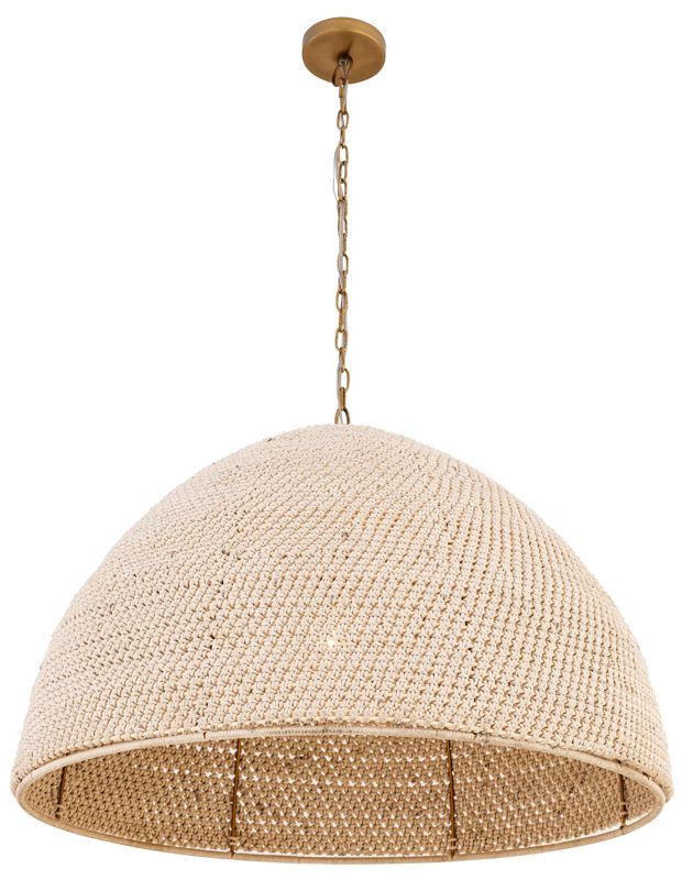 Thumbnail3 of Minka Lavery Fernwood 1-Light 36-in Legacy Brass Pendant with Rattan Shade more views