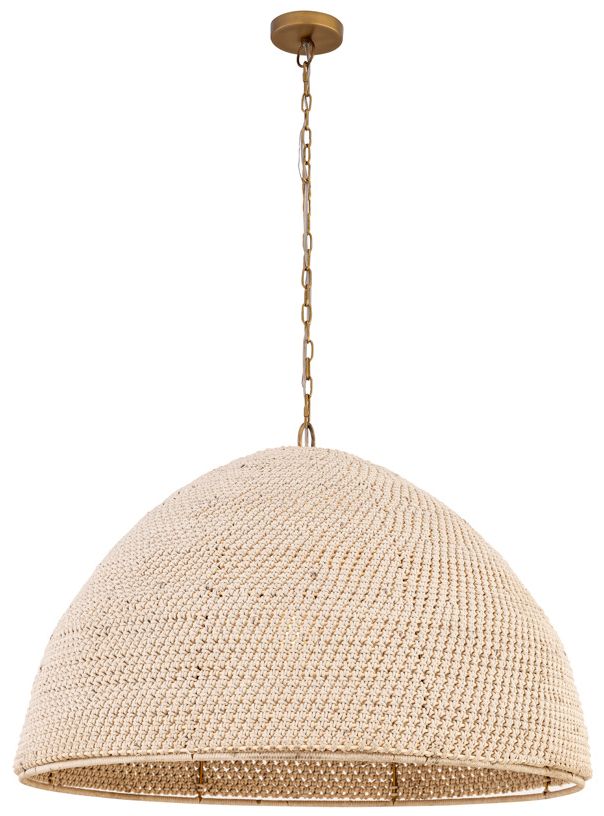 Minka Lavery Fernwood 1-Light 36-in Legacy Brass Pendant with Rattan Shade