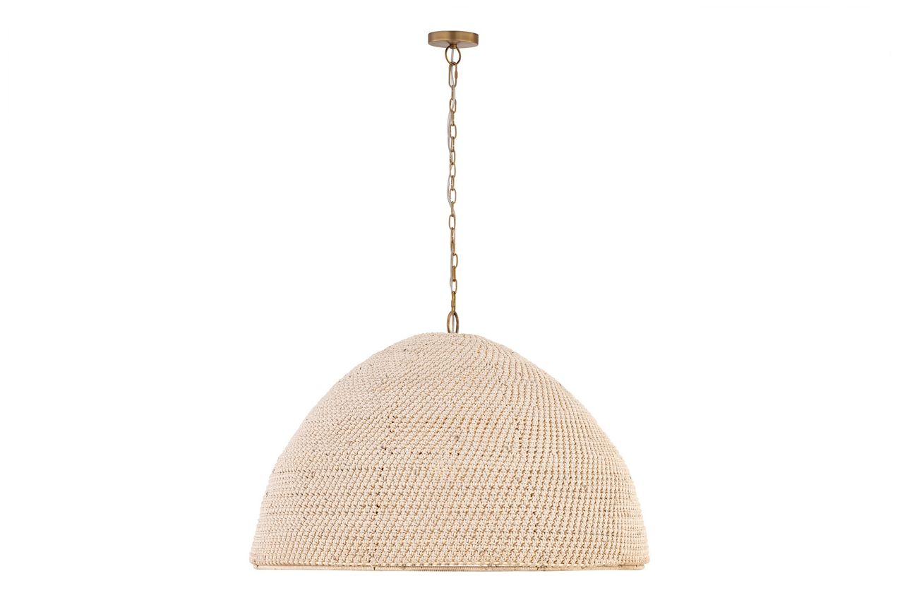 Minka Lavery Fernwood 1-Light 36-in Legacy Brass Pendant with Rattan Shade