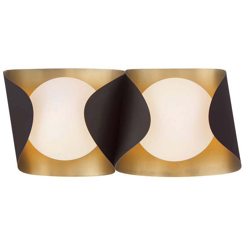 Image 2 Minka Lavery Flare 2-Light 16.25-in Brass and Dark Bronze Vanity Light more views