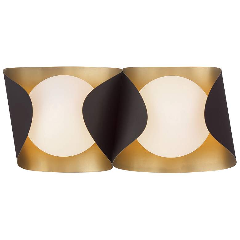Image 4 Minka Lavery Flare 2-Light 16.25-in Brass and Dark Bronze Vanity Light more views