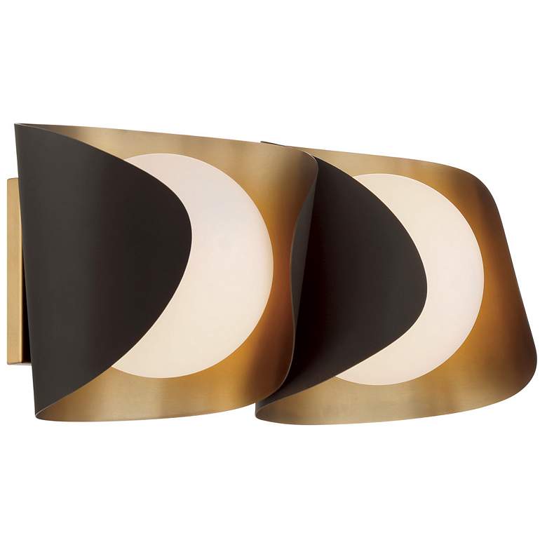 Image 5 Minka Lavery Flare 2-Light 16.25-in Brass and Dark Bronze Vanity Light more views