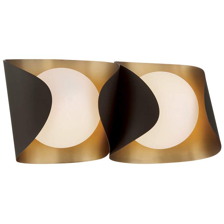 Image 6 Minka Lavery Flare 2-Light 16.25-in Brass and Dark Bronze Vanity Light more views
