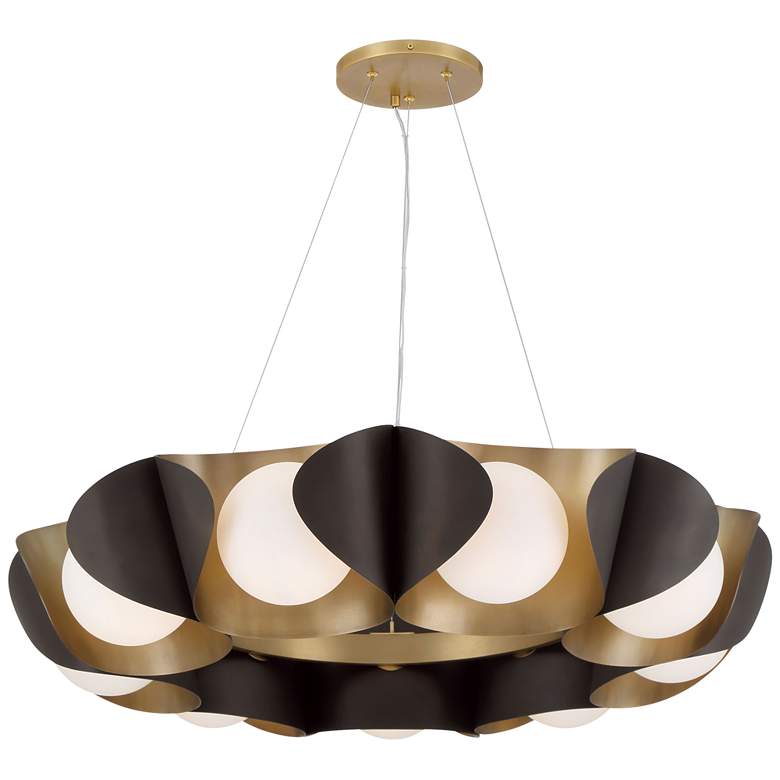 Image 1 Minka-Lavery Flare 9-Light 34.25-in Dark Bronze and Brass Indoor Pendant